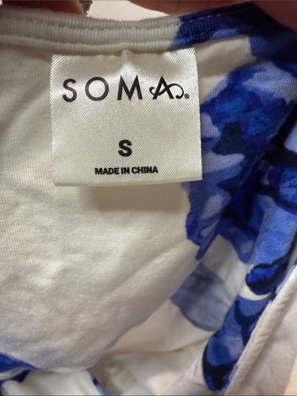 Soma Cool Nights Blue White Butterfly Print Nightgown Sleep Shirt Cozy SZ Small - Picture 4 of 7